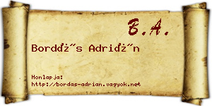 Bordás Adrián névjegykártya